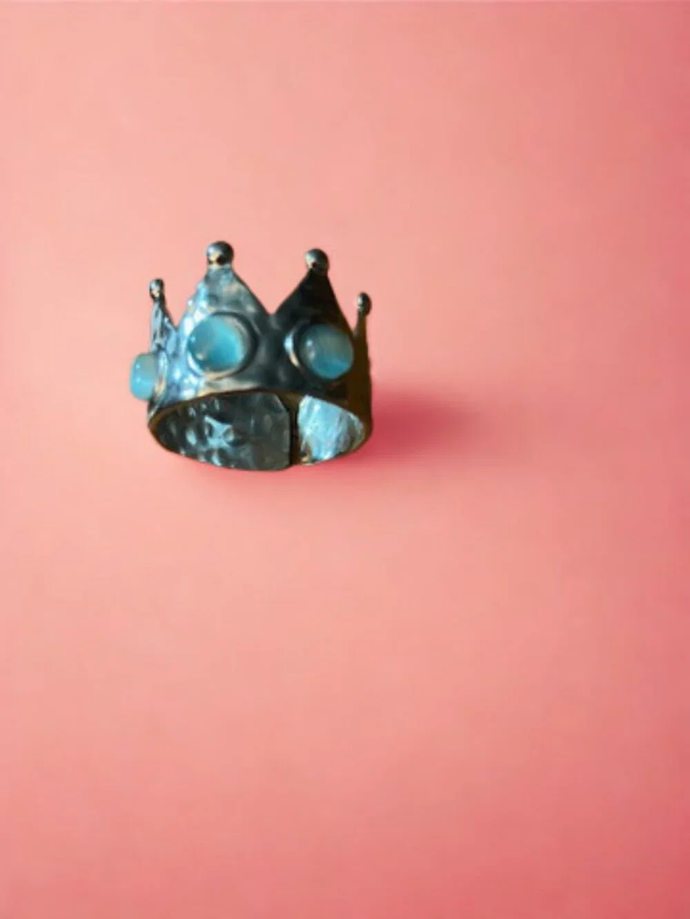 Gold-Plated Crown Gemstone Ring